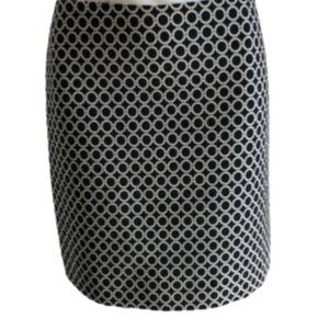 INC Woman’s Chain Link Pencil Skirt SIZE 6 Black White Circles Lined Side Zipper